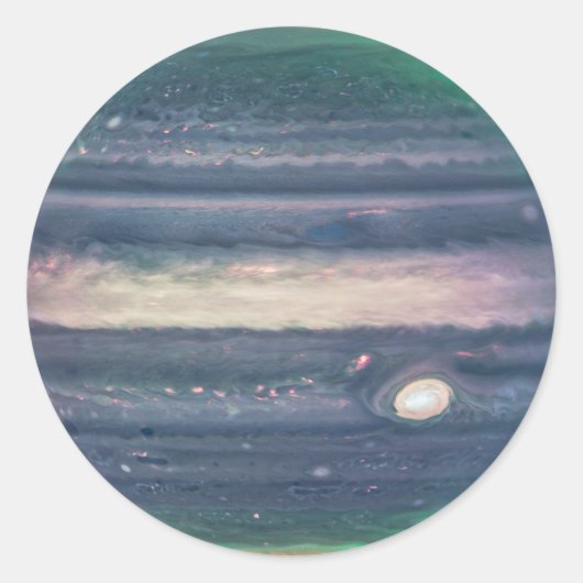 JWST-Bild des Planeten Jupiter in Infrarot Runder Aufkleber (Vorderseite)