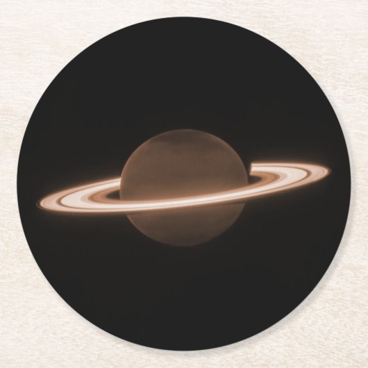 JWST James Webb Space Telescope Saturn Infrared Runder Pappuntersetzer (Vorderseite)