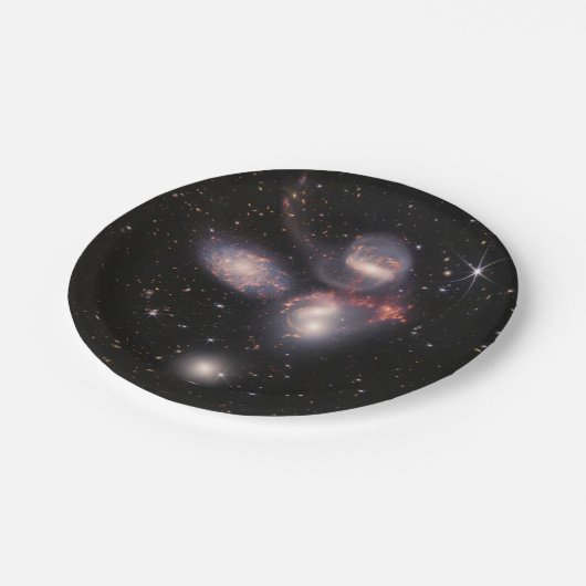 JWST James Webb Space Telescope Stephans Quintet Pappteller (Schrägansicht)