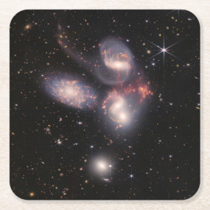 JWST James Webb Space Telescope Stephans Quintet Rechteckiger Pappuntersetzer