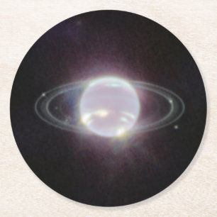 JWST Rings of Planet Neptune Runder Pappuntersetzer