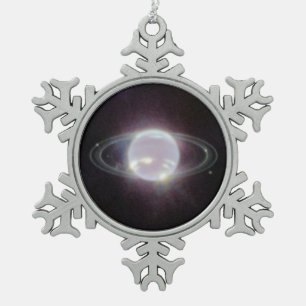 JWST Rings of Planet Neptune Schneeflocken Zinn-Ornament