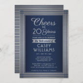 JY Number Rentirement Party Cheers Navy and Silver Einladung (Vorne/Hinten)