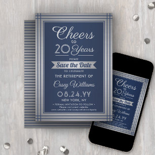 JY Number Retirement Party Cheers Navy Blue Save The Date