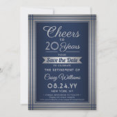 JY Number Retirement Party Cheers Navy Blue Save The Date (Vorderseite)