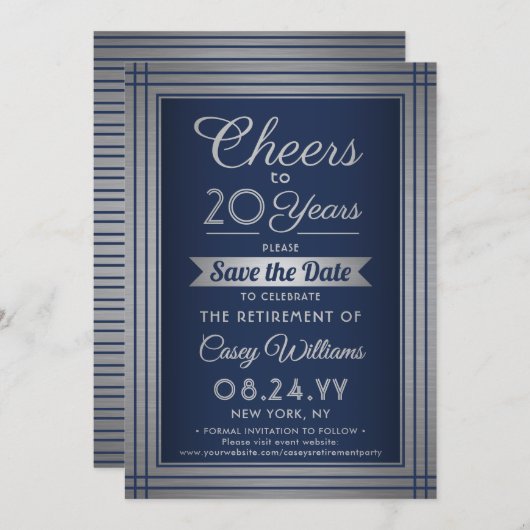 JY Number Retirement Party Cheers Navy Blue Save The Date (Vorne/Hinten)