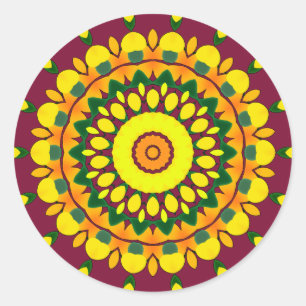 K131 Gelb und Grün Runder Aufkleber