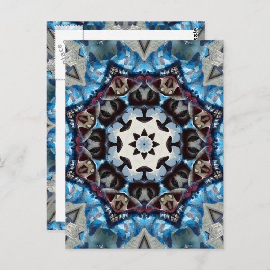 K186 Extravagantes Blaues Oktagon Postkarte (Vorne/Hinten)