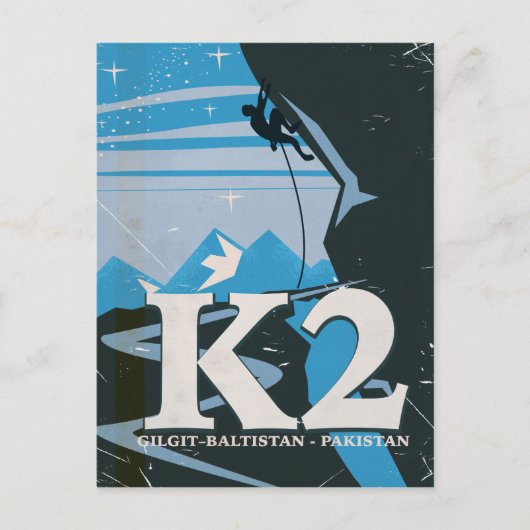 K2 Mountain Climb Reiseplakat Postkarte (Vorderseite)