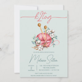 k2tog, Blau und Rosa Brautparty aus Baumwolle Einladung
