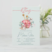 k2tog, Blau und Rosa Brautparty aus Baumwolle Einladung (Stehend Vorderseite)
