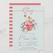 k2tog, Blau und Rosa Brautparty aus Baumwolle Einladung (Vorne/Hinten)