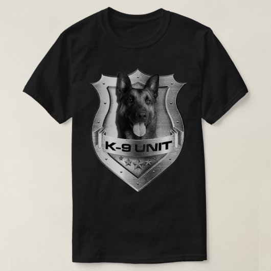 K9 Abzeichen Polizeieinheit Malinois 1 T-Shirt (Design vorne)