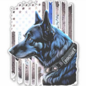 K9 Deutsche Schäferpolizei Dog Thin Blue Line Flag Aufkleber (Vorderseite)