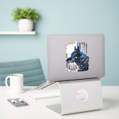 K9 Deutsche Schäferpolizei Dog Thin Blue Line Flag Aufkleber (Laptop auf Schreibtisch)