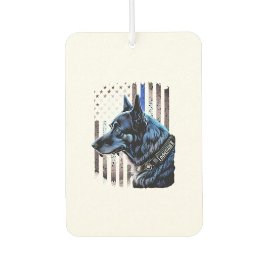 K9 Deutsche Schäferpolizei Dog Thin Blue Line Flag Autolufterfrischer (Vorderseite)