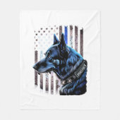 K9 Deutsche Schäferpolizei Dog Thin Blue Line Flag Fleecedecke (Vorderseite)
