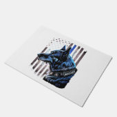 K9 Deutsche Schäferpolizei Dog Thin Blue Line Flag Fußmatte (Schrägansicht)