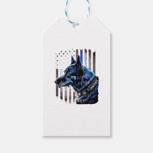 K9 Deutsche Schäferpolizei Dog Thin Blue Line Flag Geschenkanhänger (Vorderseite)