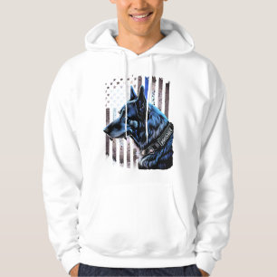 K9 Deutsche Schäferpolizei Dog Thin Blue Line Flag Hoodie