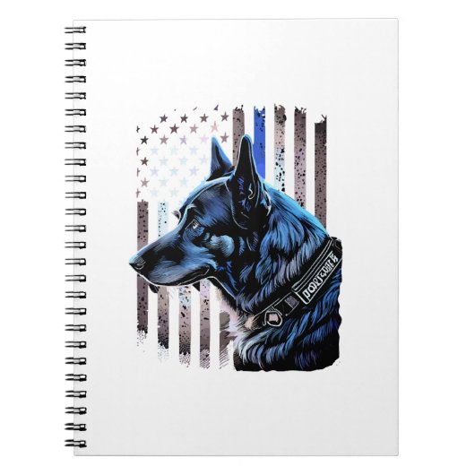 K9 Deutsche Schäferpolizei Dog Thin Blue Line Flag Notizblock (Vorderseite)