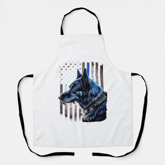 K9 Deutsche Schäferpolizei Dog Thin Blue Line Flag Schürze (Vorderseite)