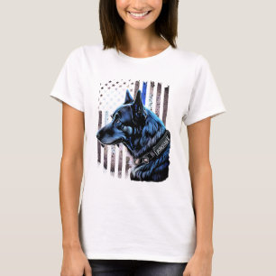 K9 Deutsche Schäferpolizei Dog Thin Blue Line Flag T-Shirt
