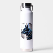 K9 Deutsche Schäferpolizei Dog Thin Blue Line Flag Trinkflasche (Vorne)