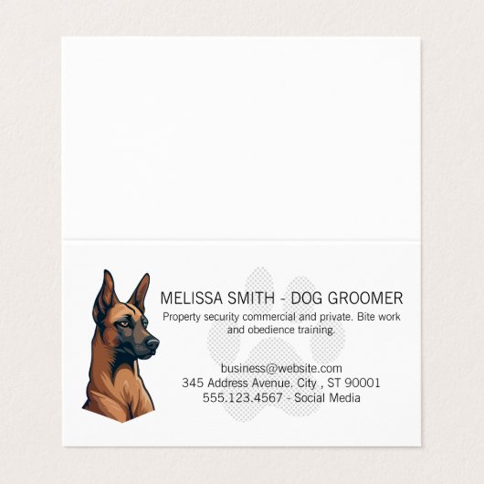 K9 Dog | Paw Visitenkarten (Außenseite Aufgefaltet)