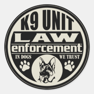 K9-Einheit In Dogs We Trust Runder Aufkleber