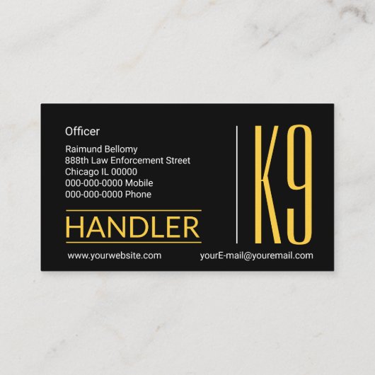 K9 Handler Visitenkarte (Rückseite)