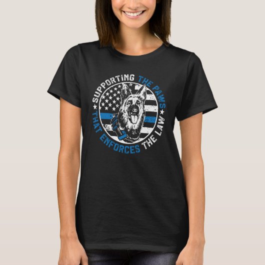 K9 Police Dog Supporting The Paws K9 Police Office T-Shirt (Vorderseite)