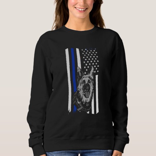 K9 Police Officer Blue Line K9 Police Dog Graphic Sweatshirt (Vorderseite)