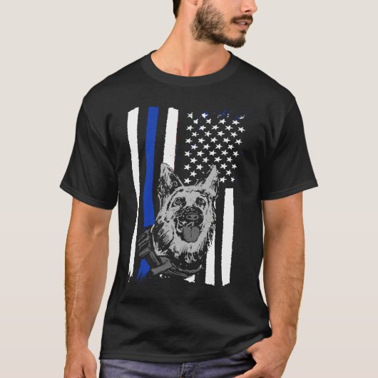 K9 Police Officer Blue Line  K9 Police Dog Graphic T-Shirt (Vorderseite)