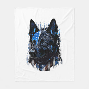 K9 Polizei Hund Deutscher Sherman American Flag Po Fleecedecke