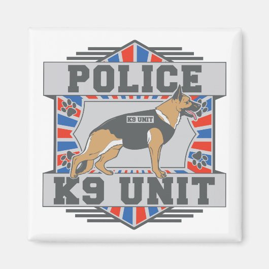 K9 Polizeiwache Deutscher Hirte Magnet (Vorne)