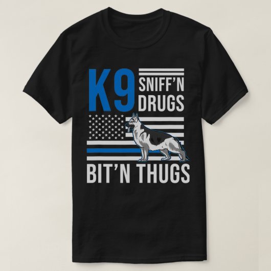 K9 Thin Blue Line Deutsche Schäferpolizei Hund US T-Shirt (Design vorne)