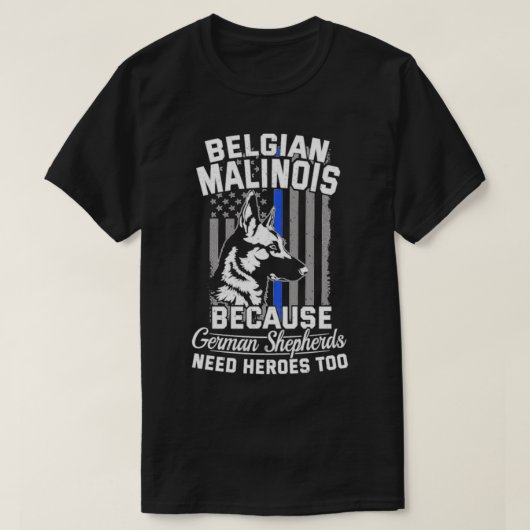K9 Thin Blue Line Flaggenpolizei Hund Malinois T-Shirt (Design vorne)