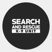 K9 Thin Orange Line Search Rescue Sar K-9 Team Runder Aufkleber (Vorderseite)