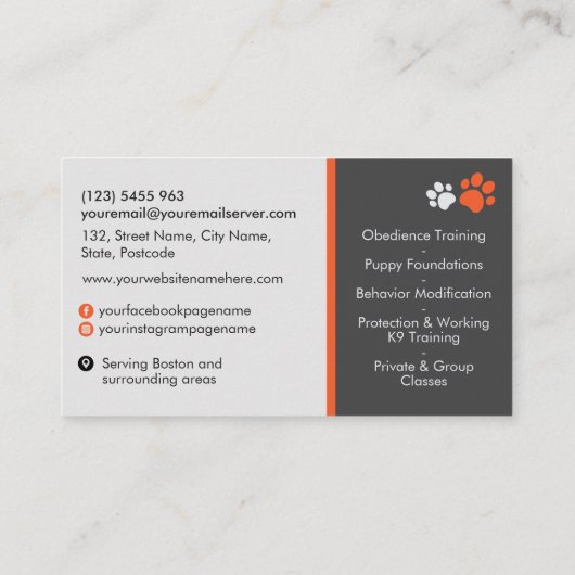 K9 Training - Dog Trainer - Kaninchenverhalten Visitenkarte (Rückseite)