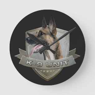 K9 Unit - Malinois - Belgian shepherd Runde Wanduhr