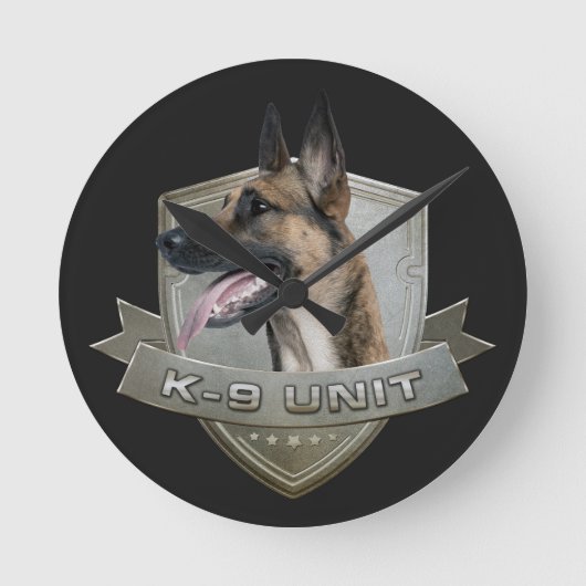 K9 Unit - Malinois - Belgian shepherd Runde Wanduhr (Vorderseite)
