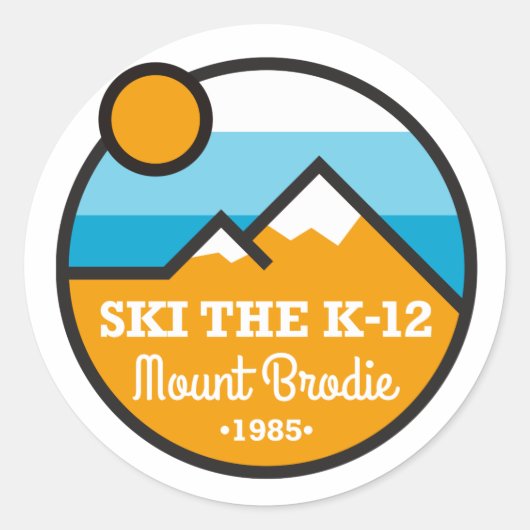 K-12 Patch Style Ski Runder Aufkleber (Vorderseite)