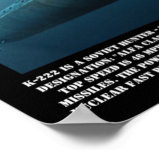 K-222 sowjetische Alfa-Klasse U-Boot-Printwerbung Poster (Ecke)