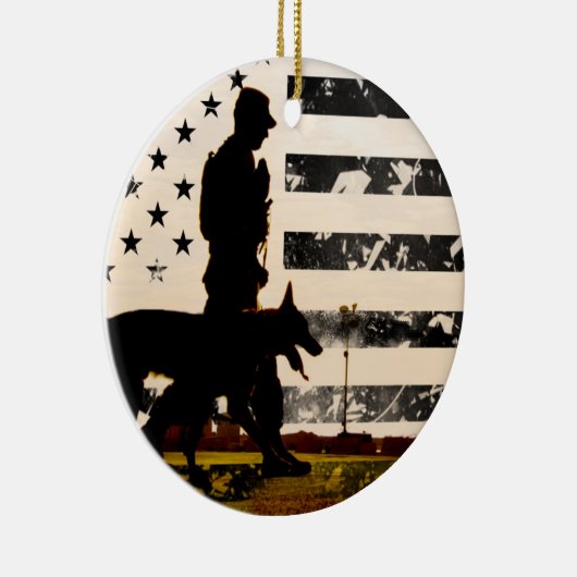 K-9 Arbeitsdog Handler Keramik Ornament (Rechts)