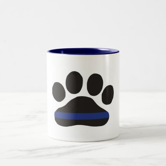 K-9 blaue Linie Tatzen-Druck-Kaffee-Tasse Zweifarbige Tasse (Mittel)