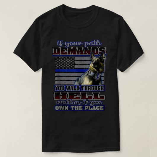 K 9 Dog Costume Police Handler Thin Blue Line Poli T-Shirt (Design vorne)