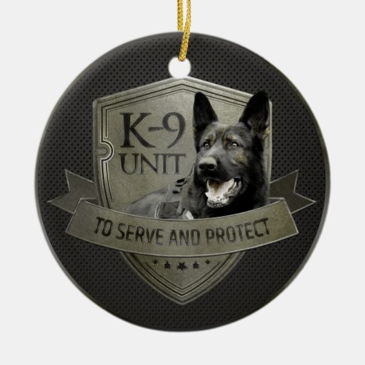 K-9 Einheit GSD - arbeitender Schäferhund-Hund Keramikornament (Vorne)