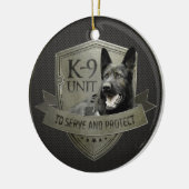 K-9 Einheit GSD - arbeitender Schäferhund-Hund Keramikornament (Links)