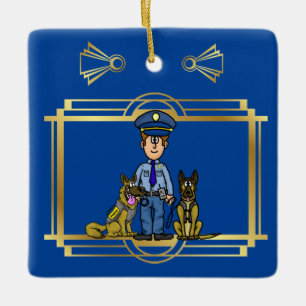 K-9-Polizisten-Weihnachtsbaumanhänger Ver. 2 Keramikornament